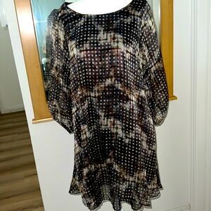 Elegant checkered print sheer blouse for women